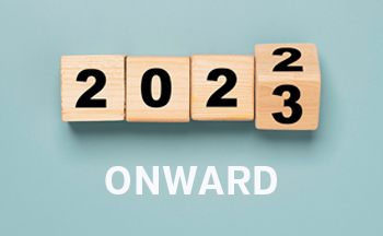 Plain background with words "2023" and "onward"