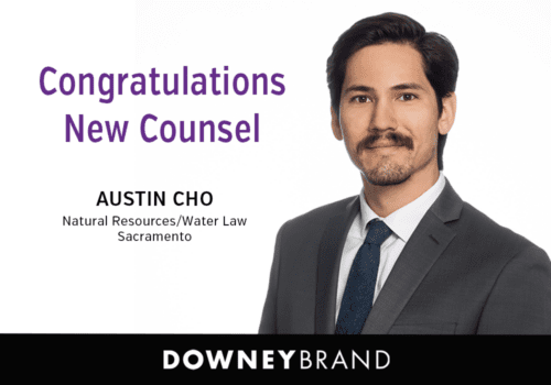 Banner with professional headshot of new counsel Austin Cho in front of a white background